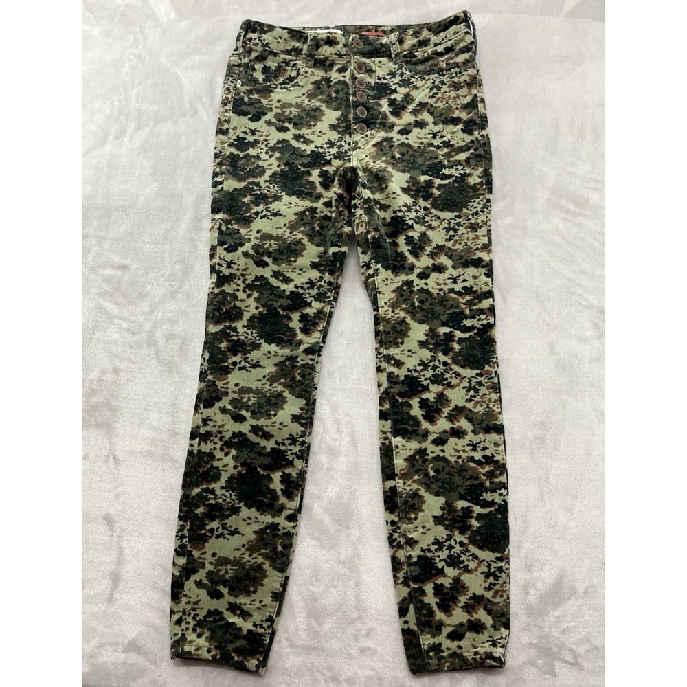 Anthropologie Pilcro Camo Corduroy Pants Women 30 Slim Fit Stretch Button Fly